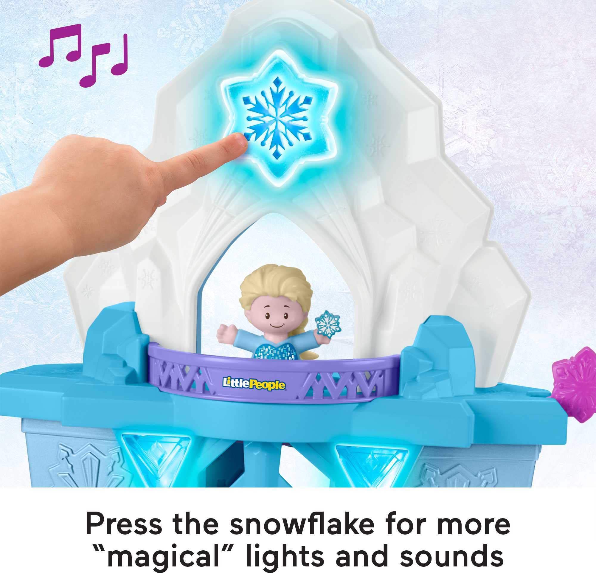 Fisher-Price Little People Toddler Toy Disney Frozen Elsa’s Enchanted Lights Palace Playset with Music Lights & Figures for Kids Ages 18+ Months