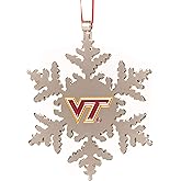 Virginia Tech (VT) Hokies Metal Snowflake Christmas Ornament