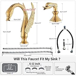Vidugg Gold Swan Bathroom Sink Faucet 3 Holes