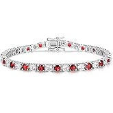 FANCIME Birthstone Tennis Bracelet, Sterling Silver Tennis Bracelets for Women, Fine Jewelry Wedding Bridal Prom Birthday Gift for Women Mom Wife, Length 7.2 Inch, Width 4mm