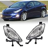 WEZEMLIGHT Fog Lights Assembly Compatible With Hyundai Elantra 2011-2013 Included Switch And Wiring Kit OEM Part Number:922023X020, 922013X020, HY2592140, HY2593140(Clear Lens)