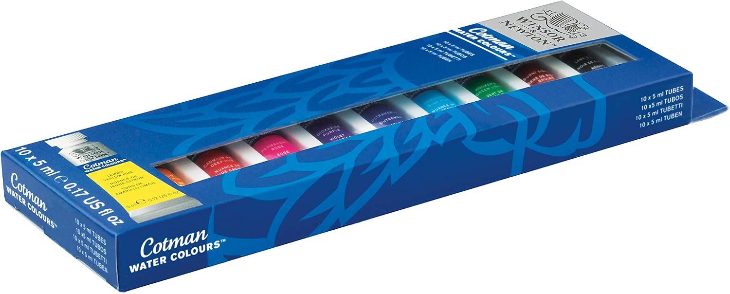 Winsor & Newton, Cotman Watercolour Set, 10 x 5ml Tubes, Cotman Watercolour Starter Tube Set of 10 * 5ml, 50 ml (Pack of 1) - Image 4