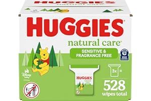 Huggies Natural Care Sensitive Baby Wipes, Unscented, Hypoallergenic, 99% Purified Water, 3 Refill Packs (528 Wipes Total)