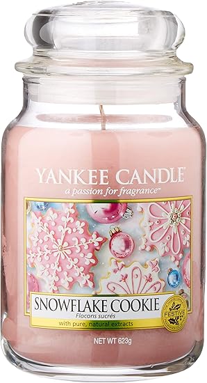 Amazon.com: YANKEE CANDLE Snowflake Cookie Large Jar Candle, Pink: Home