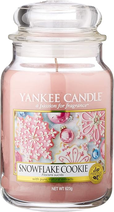 Amazon.com: YANKEE CANDLE Snowflake Cookie Large Jar Candle, Pink: Home