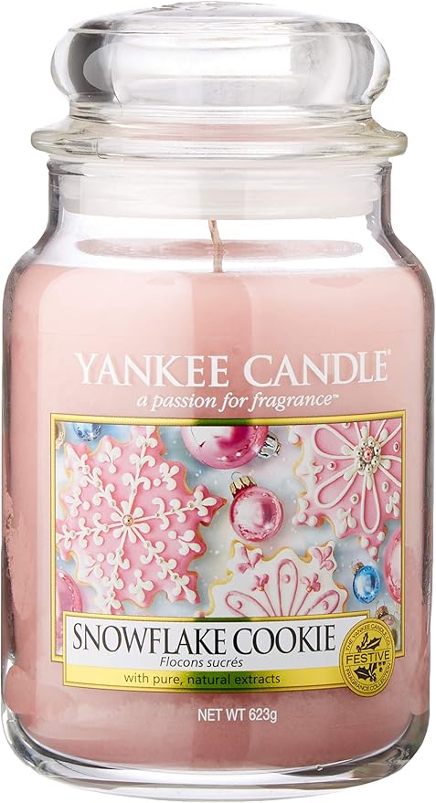 Amazon.com: YANKEE CANDLE Snowflake Cookie Large Jar Candle, Pink: Home