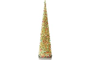Collapsible Christmas Trees-YuQi Tinsel Artificial Xmas Tree with Stand 5 Foot Tall for Home Decoration (Gold Point)