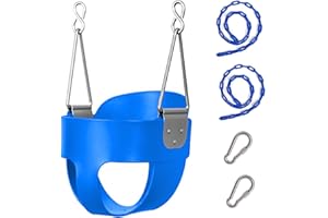 LEIKEFITNESS Swing Sets for Backyard, Toddler Swing Seat Heavy-Duty Iron Chains Baby Swing Outdoor Back Full Bucket Infant Swing Seat(Blue)