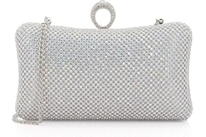 Women's Rhinestone Clutch Purse with Crystal Clasp, Sparkling Evening Bag Handbag for Wedding Formal Party with Chain Strap(S