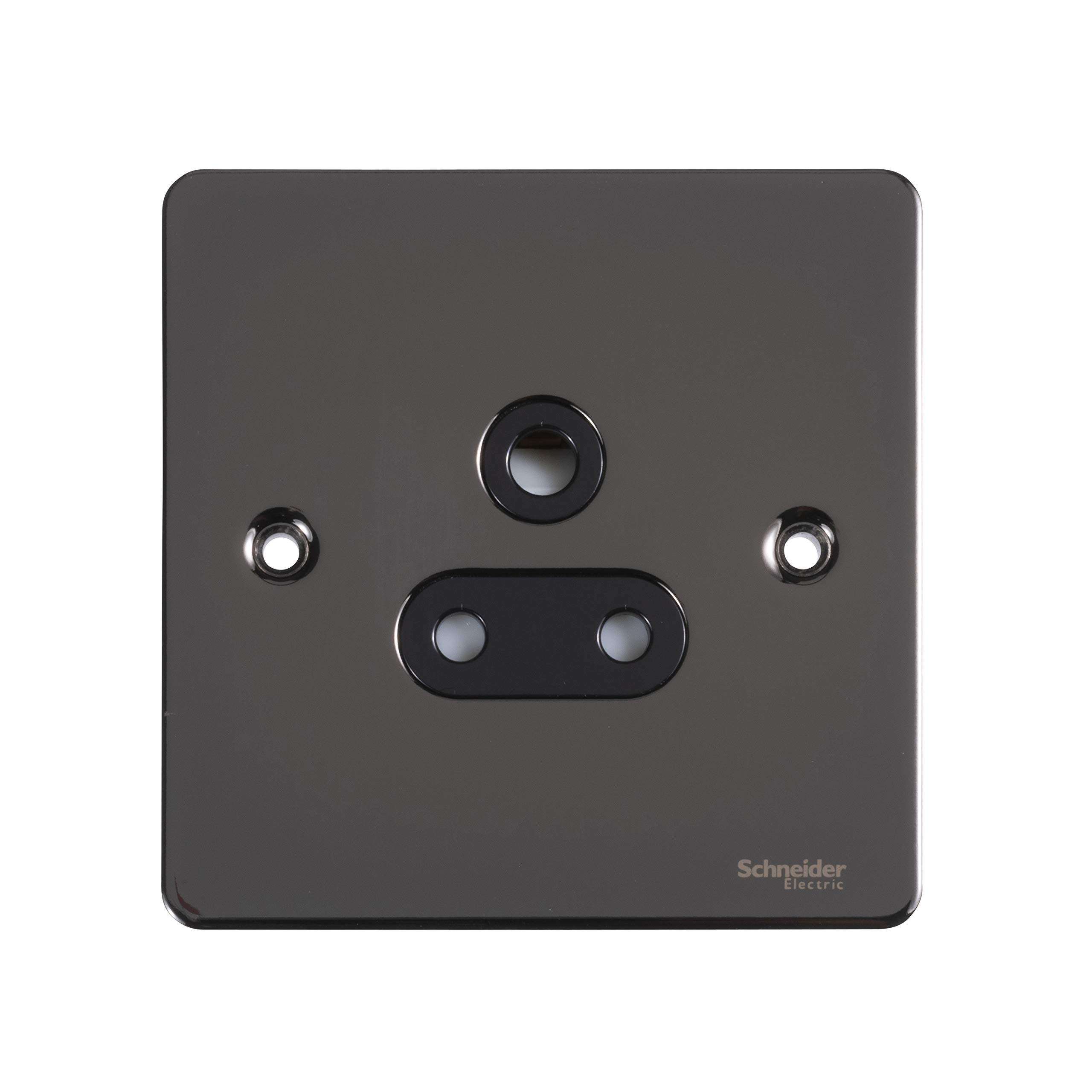 Schneider Electric Ultimate Flat Plate - Unswitched Single Power Socket, Round Pin, 5A, GU3280BBN, Black Nickel with Black Insert