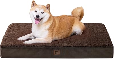 EHEYCIGA Orthopedic Dog Bed Large 91x68x9cm Brown with Washable Cover