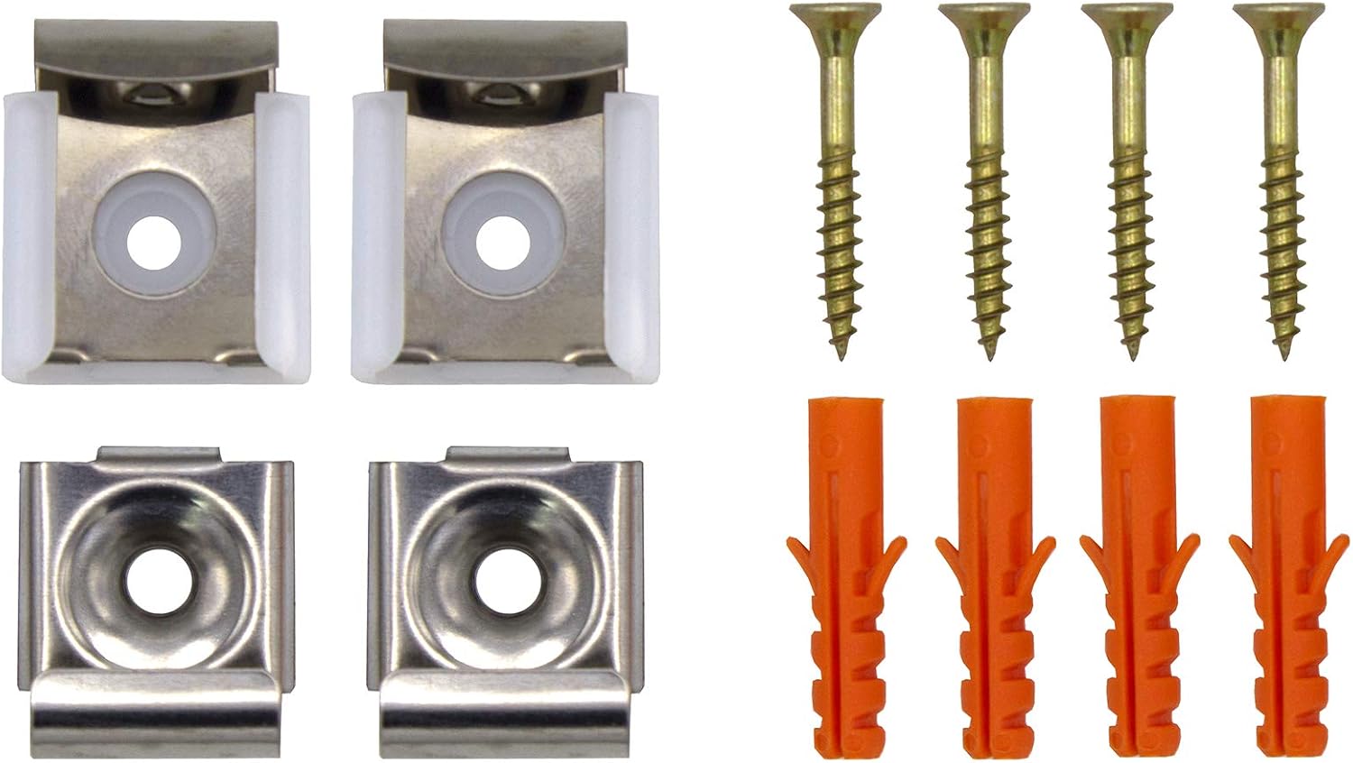 VARIOSAN Spiegelklammern Set 12661, Edelstahl, 4 Stück, inkl. Dübel und Schrauben