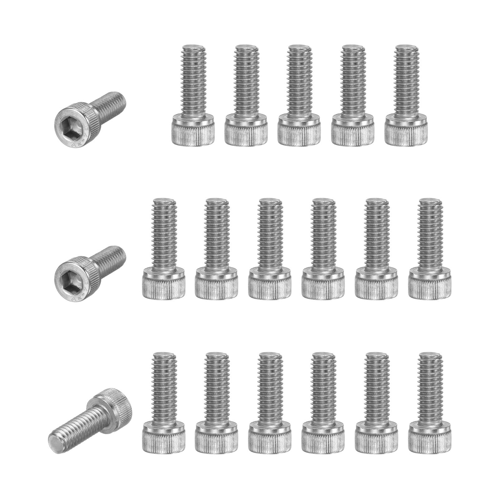 M METERXITY 20-Pack Socket Head Cap Screws Bolts M6x16mm 1mm Pitch Button Head Socket Screws 304 Stainless Steel Hex Socket Bolts [Silver]