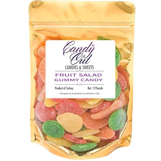 CandyOut Gummy Fruits 2 Pound Sugar Coated Fruit Flavored