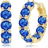 FSLEAD 14K Gold Plated Hoop Earrings for Women,Silver Huggie Earrings for Women Cubic Zirconia Small Earring CZ Inside-Outside Hoop Earrings Clear,Hot Pink,Black,Red,Green,Multicolored Earrings