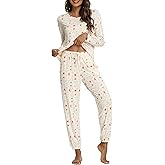 GYS Womens Pajamas Set - Viscose Made from Bamboo, Long Sleeve Sleepwear Tops with Jogger Pants Lounge Pjs Sets