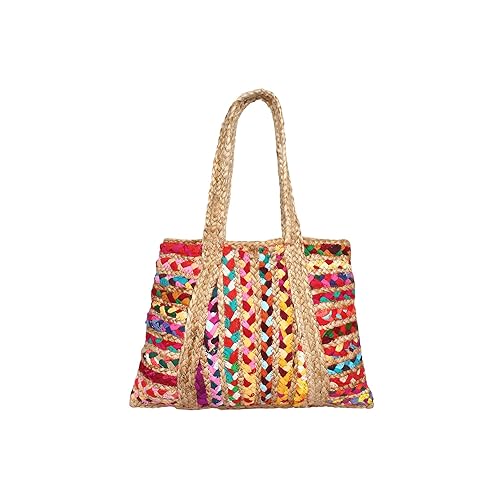 Habereindia - Chic tote bag | jute hand bag | Designer bag | Multicolor and elegant bag