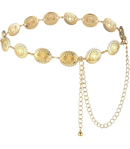TIESOME Western Metal Concho Belt, Hollow Out Daisy Chain  display picture 3