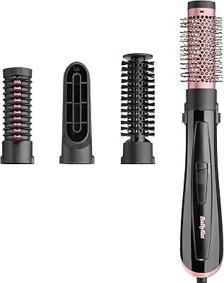 Cepillo de aire Perfect Finish – Peinados perfecto, 3 accesorios para Alisar, Agregar Volumen y Dar forma, 2 ajustes de calor + Aire frío, Tecnología iónica antiencrespamiento, AS126E