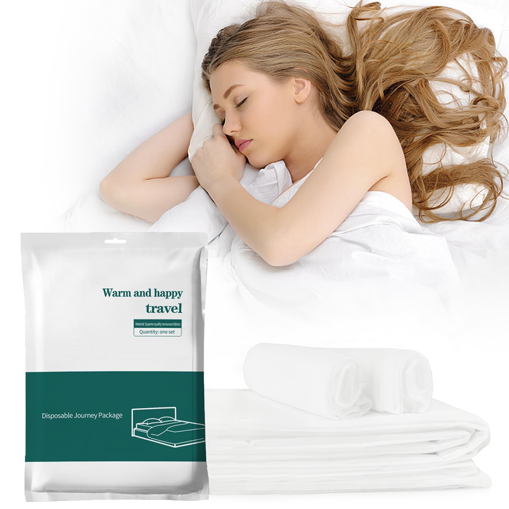 Photo 1 of Nanaborn Disposable Bed Sheets for Travel 4 Piece Hotel Portable Sheet Quilt Cover Pillowcases for Business Trip Bedding Kit