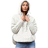 Freyhem Women's Pullover Puffer Jacket Quilted Lightweight Dolman Sleeve Button Down Hooded Padded Coat with Pocket
