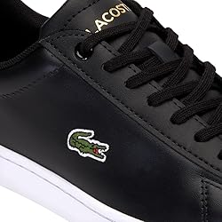 Lacoste Women's Hydez Leather Sneaker, Black/Gold, 7