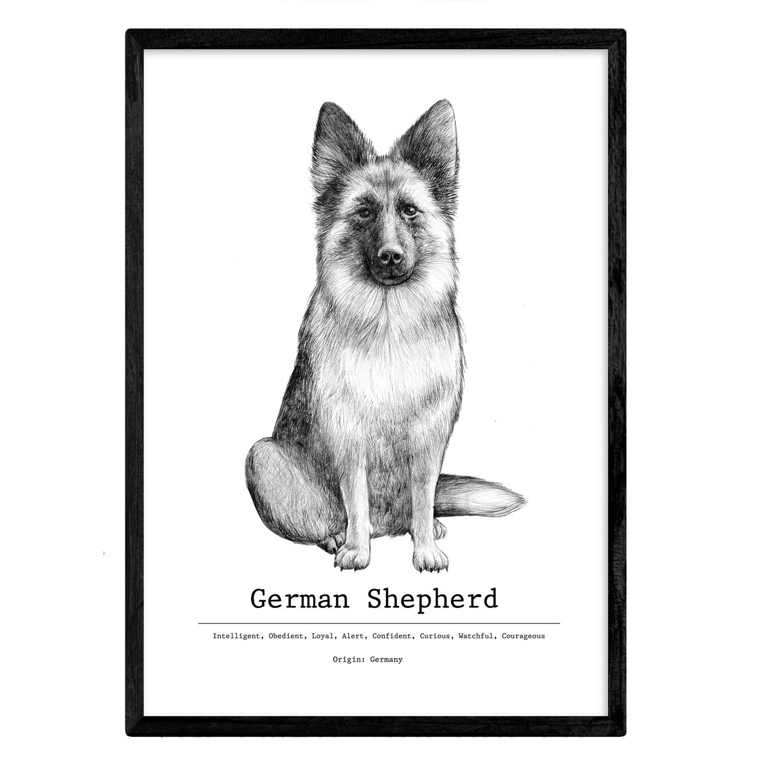 Nacnic Poster German Shepherd text. Decorative foil dogs. A4 size