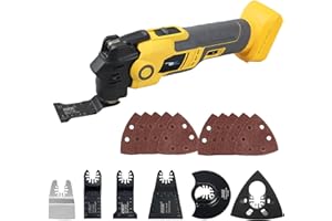 NEWONE Oscillating Tool Compatible with De-Walt 20V Battery Anti-vibration Oscillating Multi-Tool Kit with 3.6° Oscillation Angle,6 Variable Speed,16-piece Electric Multitool Blades,Box