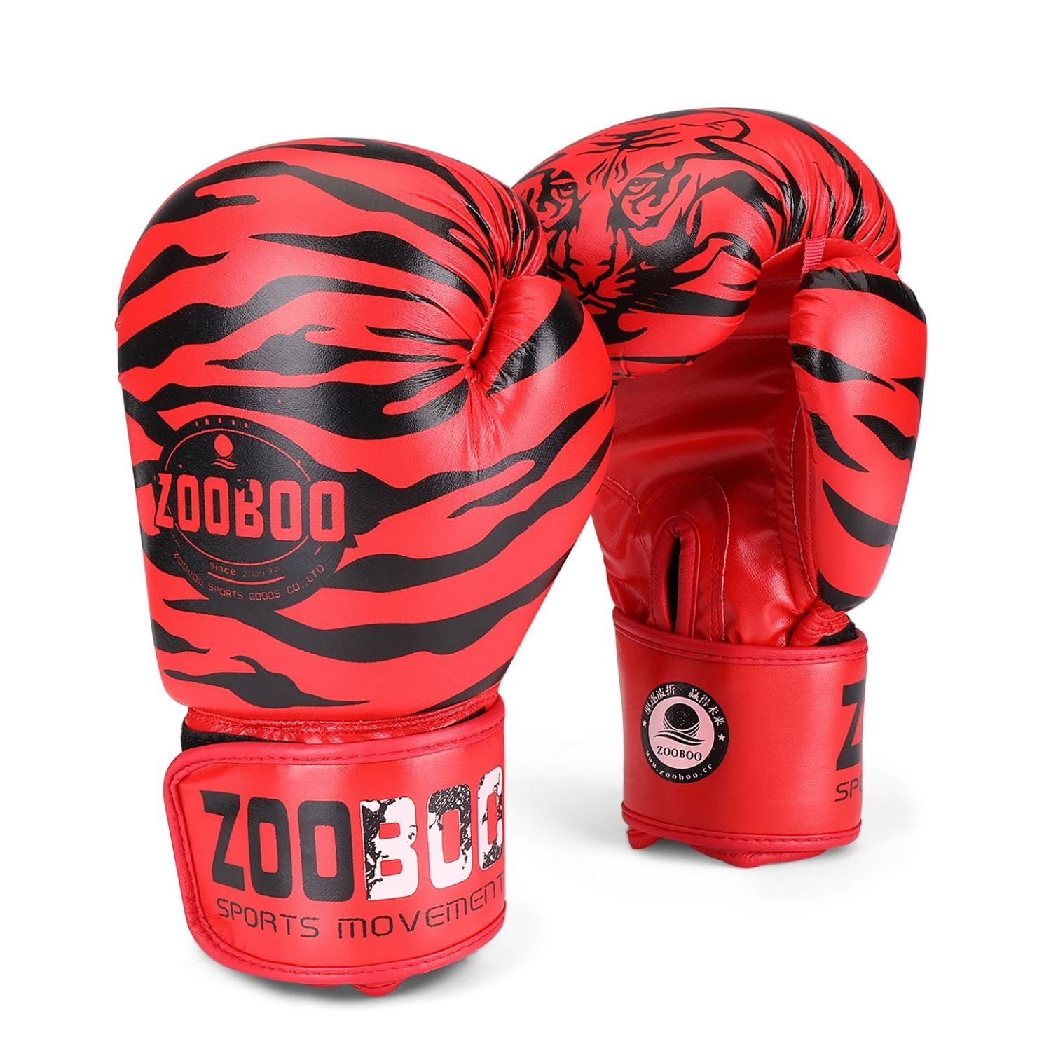 Flexzion Boxing Gloves - Tiger Red Durable Padded Boxing Gloves for Men and Women - 10 oz Boxing Gloves for Training Boxing Kick Boxing Muay Thai MMA - Heavy Bag Boxing Training Gloves