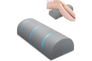 urnexttour Knee Pillow for Side Sleepers Memory Foam Leg Pillows for Sleeping Yoga Bed Half Moon Bolster Pillow for Neck Pain Relief with Pillowcase 20.5x8x4.5 Inches(Fleece Grey, Standard Size)