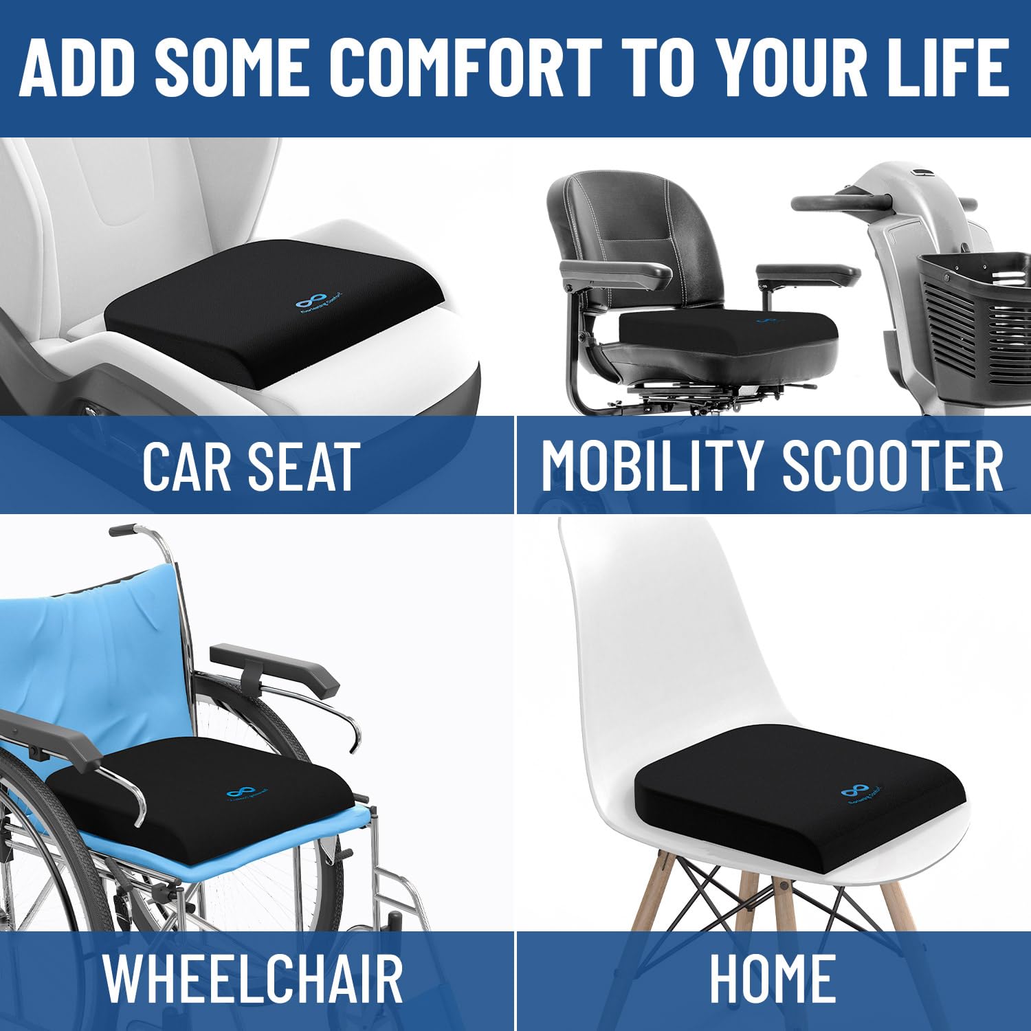 Everlasting Comfort Ventilated Wheelchair Cushions for Pressure Relief - Gel Memory Foam Wheel Chair Seat Cushion Pad for Seniors and Adults & Pain Relief - Soft Non-Slip Cover - Office Accessories