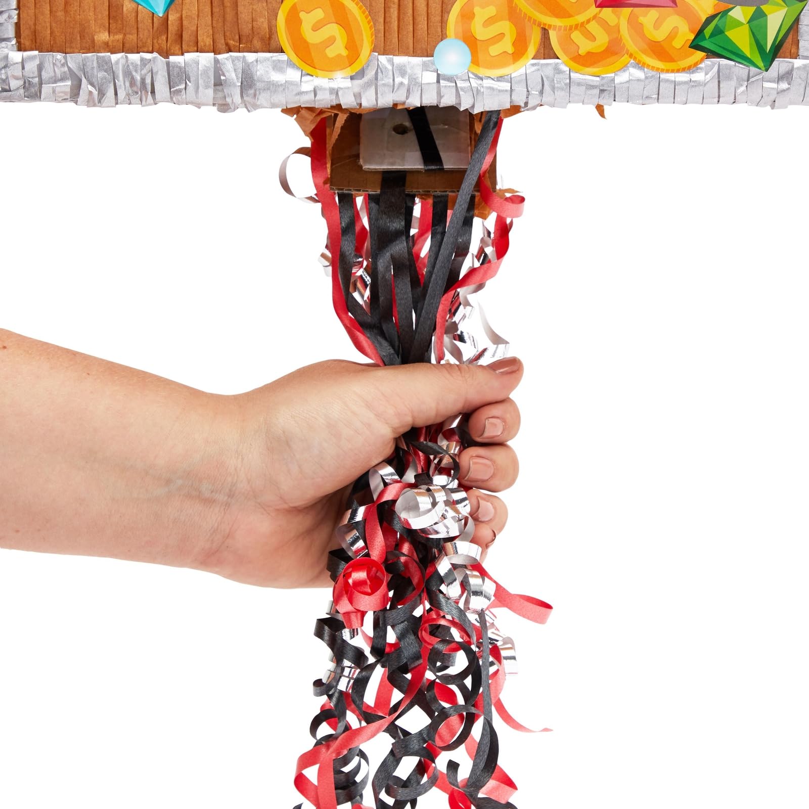 Treasure Chest Pinata - Pull String Pirate Themed Pinata, Under the Sea, Adventure Themed Party Decorations (Small, 12 x 6.5 x 10 In)