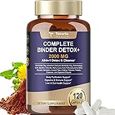 Totaria 2000MG Complete Binder Detox+ Activated Charcoal, Zeolite, Bentonite Clay, NAC, Milk Thistle, Probiotic, All-in-1 Detox & Cleanse Supplement, Liver & Gut Support, 120 Counts