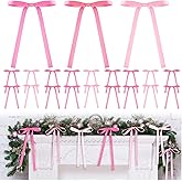 Glitinsel 24 Pcs Coquette Valentine's Bow Decoration Satin Ribbon Bows Twist Tie for Valentine's Day Home Wedding Coquette Aesthetic Party Decor(5" x 7")