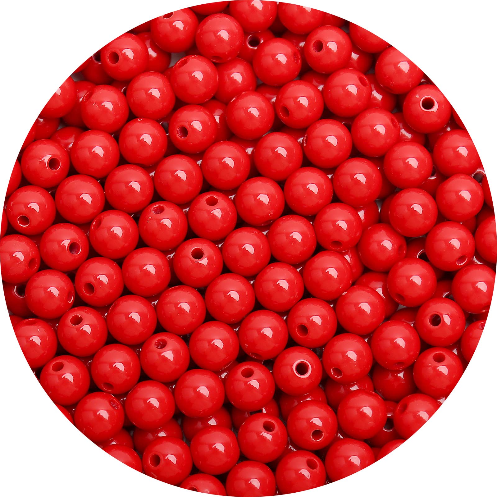 Photo 1 of 1000PCs 6MM Smooth Red Acrylic Round Beads for Necklace and Bracelet Making, Crafting Supplies