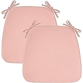 Chair Cushions for Dining & Kitchen Chairs 2'' Thick High-Density Foam with Gel-Infused Non-Slip Removable Washable Cover Ties Comfortable & Breathable Seat Pads (Pink, 2 Count (Pack of 1))