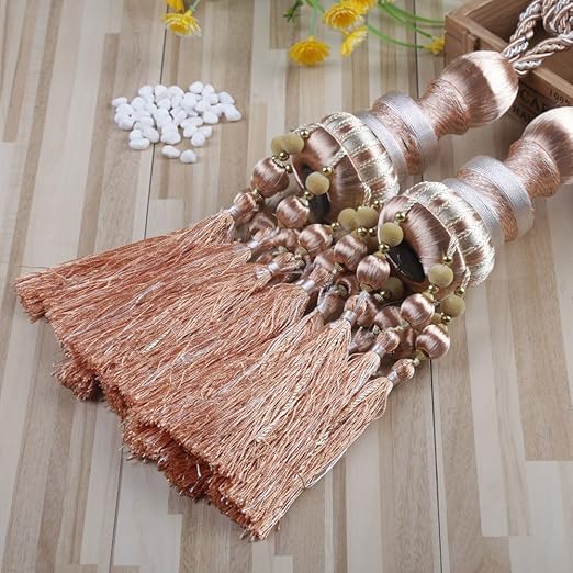 Amazon Com Kiseng 1 Pair Beaded Tassels Curtain Tiebacks Rope