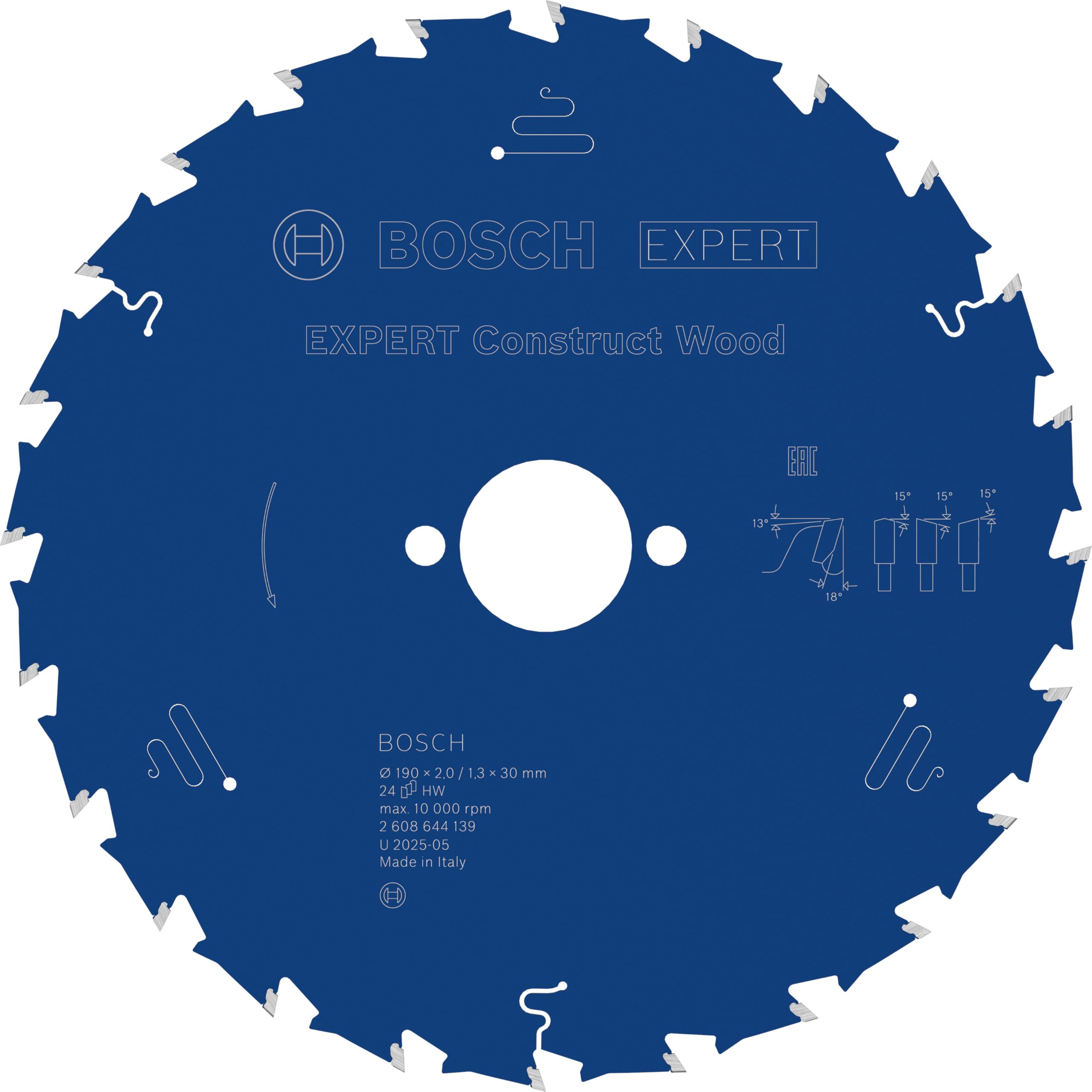 Bosch 1x Expert Construct Wood Corded Circular Saw Blade for Handheld Circular Saw (for Construction Wood with Mortar and Nails, Ø mm, Professional Accessory Hand-Held Corded Circular Saws)
