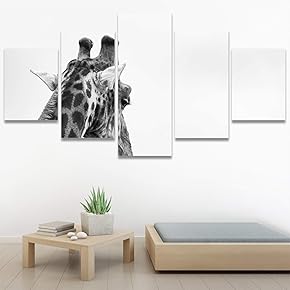 SIGNWIN 5 Panel Canvas Wall Art Animals Black...