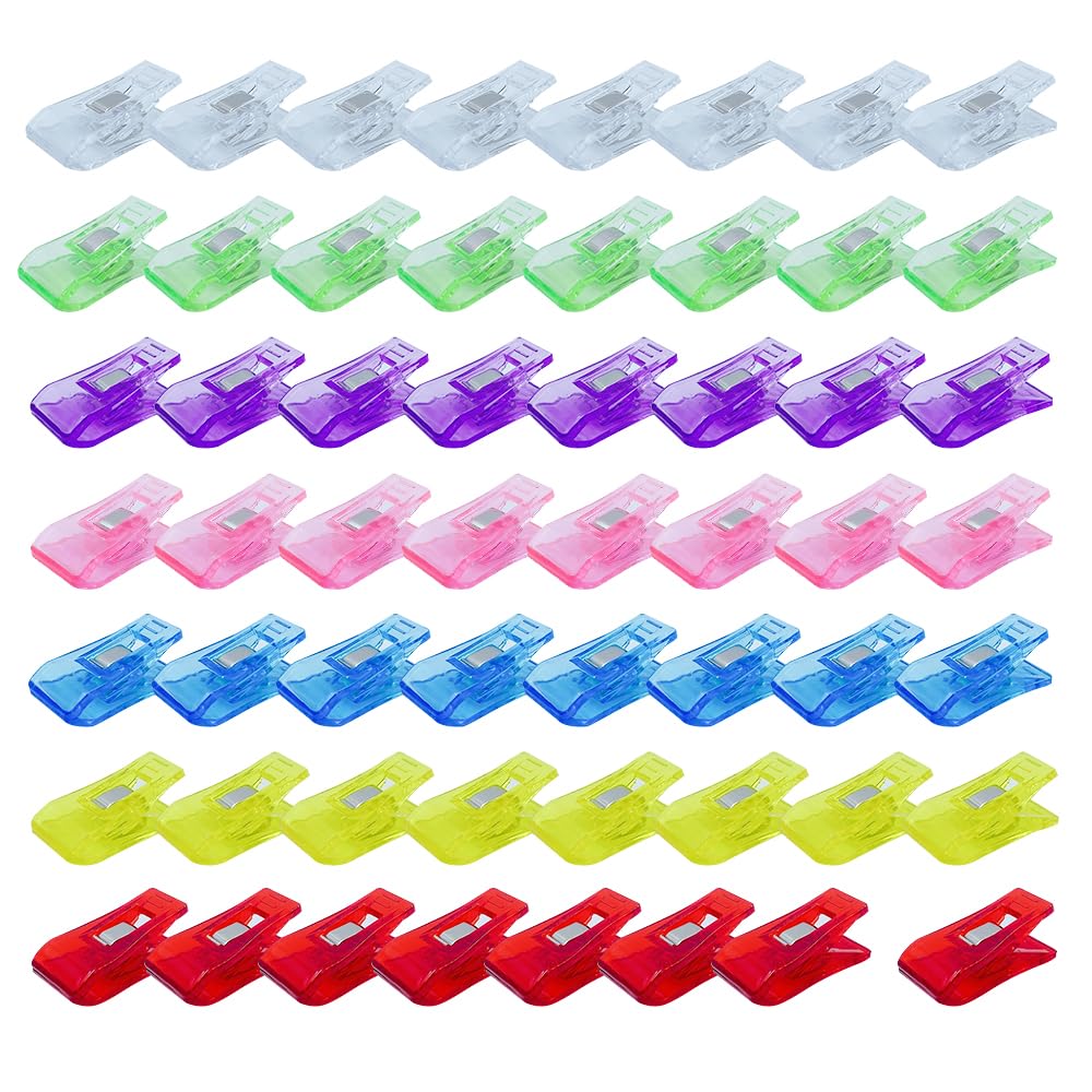 UMCHU Pack of 56 Sewing Clips, Fabric Clips, Multi-Purpose Sewing Clips, Sewing Accessories, for Holding Fabric Seams, Fabric Clips, Sewing Accessories (7 Colours)
