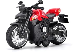 CYYSFIVQZ Motorcycle, Pull Back Toy Vehicle with Light and Music, Red, for Kids Age 3+ Years