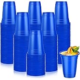 Lounsweer 100 Pack 16 Ounce Christmas Party Supplies Blue Plastic Cups Disposable Cups Water Cups for Graduation Drinks Soda Barbecues Picnics