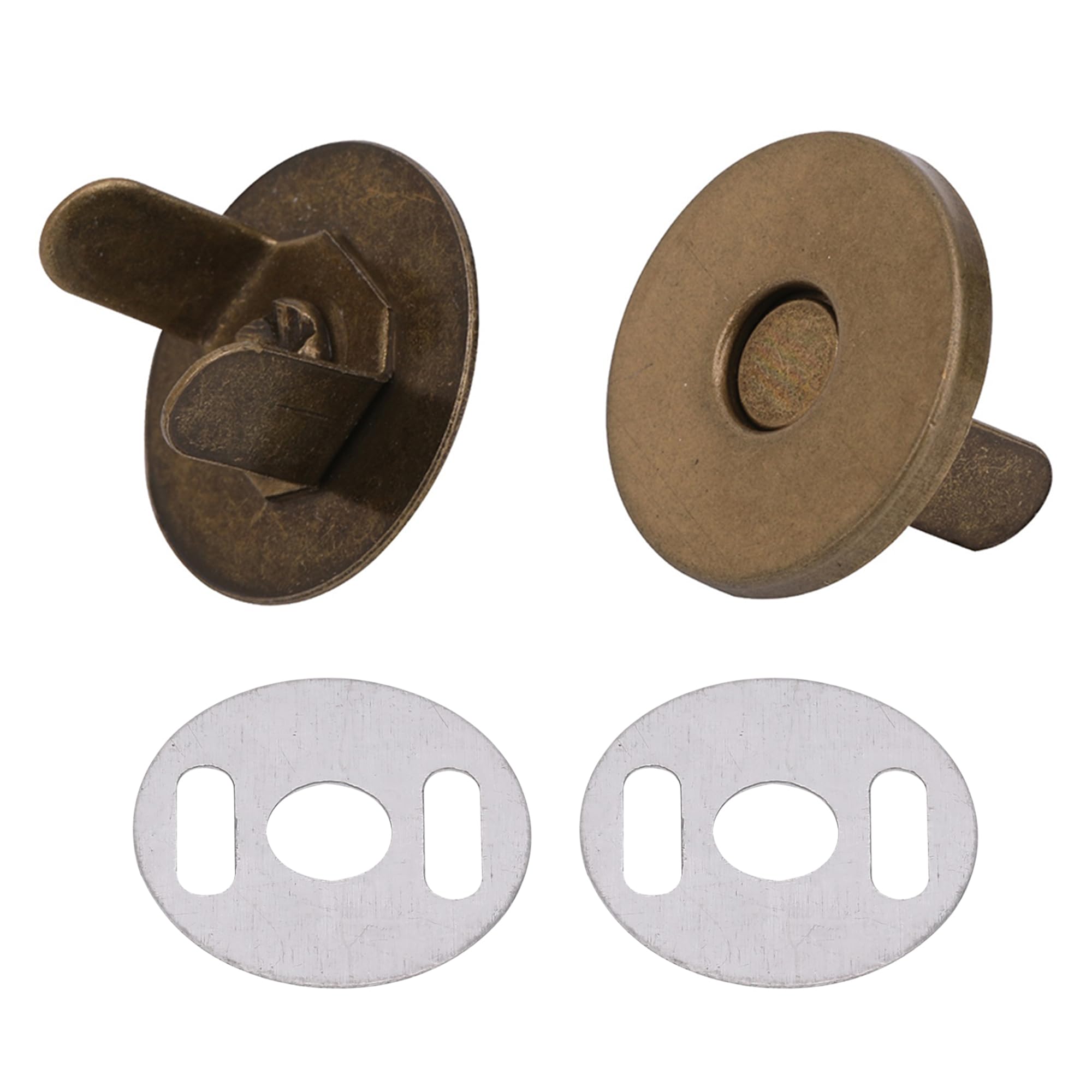 Trimming Shop 18mm Bronze Magnetic Press Stud Clasps for Leather Craft, Lightweight Snap Fasteners for DIY Projects, Purses, Bags & Crafts with Two Metal Backing Washers, Pack of 10
