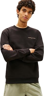 Sudadera Hombre Linear con Cuello Redondo, Negro (Black/Faded Sun Kiss), M