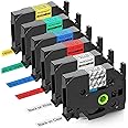6-Pack TZe Tz Tape 12mm 0.47 Laminated Multi Color Tape Compatible with Brother P Touch Label Maker Tape TZe 131 231 431 531 631 731 MarkDomain, Work with P Touch PT-H110PT-D210 D400 1290 Label Makers