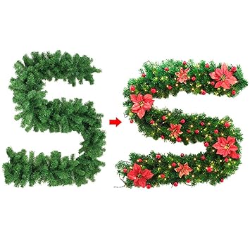 Buy Xuba 2 7m 160 Heads Green Rattan Christmas Garland Fireplace