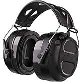 ToolFun Gel Ear Pad Bluetooth Hearing Protection Headphones, 30dB SNR, 1200mAh Rechargeable Battery for 120H Playtime