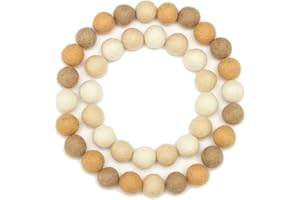 Glaciart One Felt Wool Balls, Felt Pom Poms (40 Pieces) 1 Centimeter - 0.4 Inch, Handmade Felted Beige Colors- Bulk Small Puff for Felting and Garland