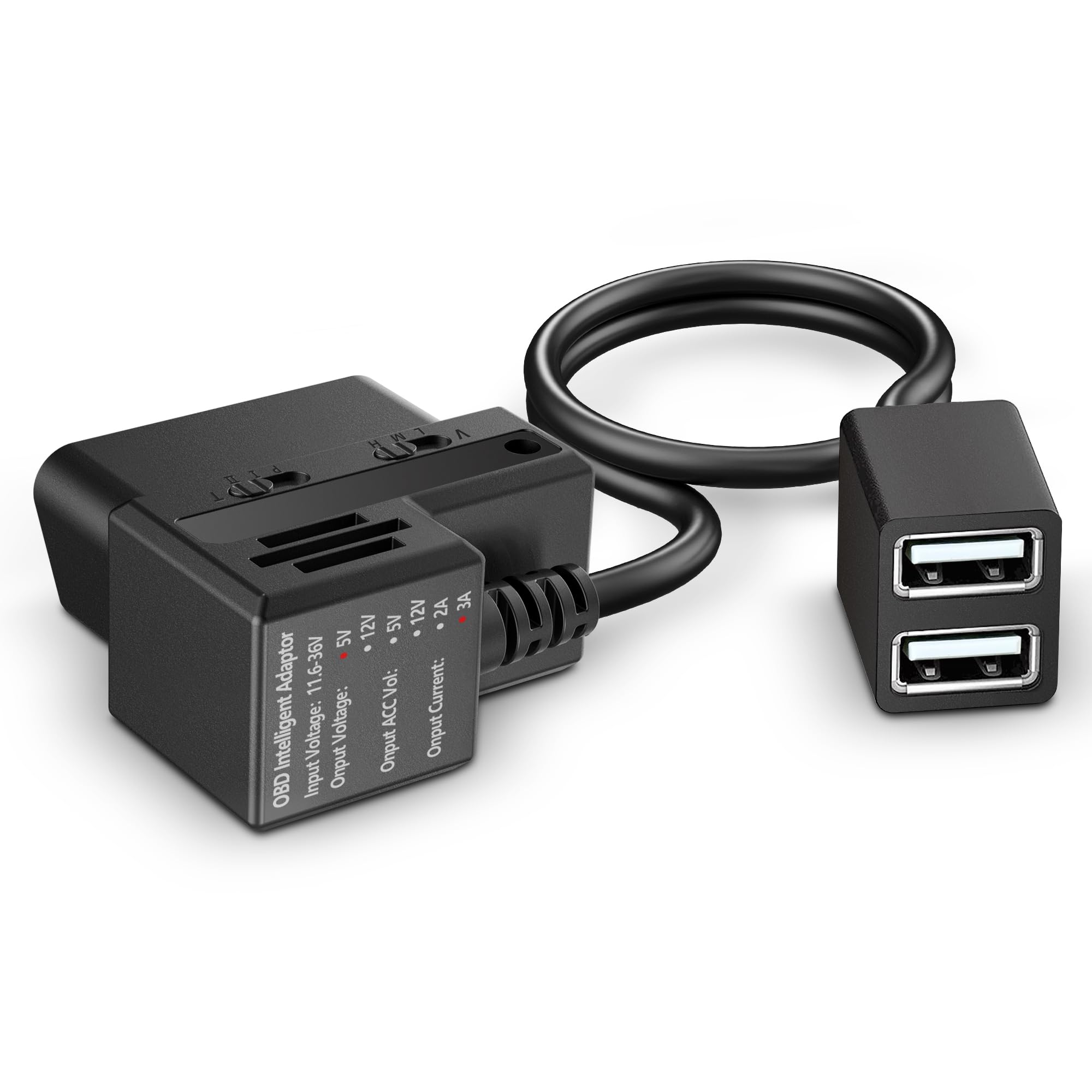 Photo 1 of OBD Constant Power Cable for Dash Camera,Compatible with Garmin Dash Cam,OBDII Adapter Cable with dual USB Interfaces,24 Hours Surveillance/Acc Mode with Low Voltage Protection 11.6-36V to 5V 3A