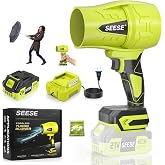 SEESE Turbo Cordless Leaf Blower, 600 CFM Turbo Jet | Lightweight Handheld Blower for Yard Leaves, Wood Shavings, Car Drying with 21V 4.0Ah Battery &amp; Ergonomic Handle